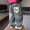 Q109 Calça infantil, nova coleção de outono, calça reta estilo coreano para bebês e crianças pequenas, adequada para primavera e outono, calça jeans casual