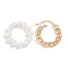 Pulseiras Geométricas Europeias e Americanas para Mulheres Contas Exageradas Contas Redondas Grandes Pérolas de Imitação Moda Transfronteiriça Joias Douradas Yiwu