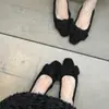 Zapatos de Mujer con Tacón Oculto, Lazo y Peluche, Bailarinas Suaves de Estilo Francés para la Noche, Mocasines de Mujer para el Trabajo