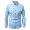 Comércio Exterior Transfronteiriço 2026 Primavera e Outono Masculino Casual Estampa de Penas Camisa de Manga Longa Amazon Aliexpress