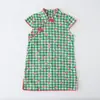 Vestido Floral para Meninas Temporada 2025 Nova Cor Contraste Fenda Estilo Antigo Qipao 1-7 Anos Crianças Hanfu Atacado