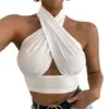 Chaleco de Verano para Mujer Sexy Color Sólido Cuello Cruzado Sin Mangas Espalda Descubierta Top para Fiesta de Mujer Ajustado