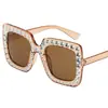 Gafas de sol de cielo estrellado completo montura grande chapada en diamante gafas de sol cuadradas estilo callejero de moda gafas de sol de personalidad transfronterizas para mujer sensación de alta gama