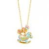 Collar Mecedora de Carrusel de Plata de Ley S925 Esmaltado Color Macarrón para Mujer Regalo Zodiacal del Año del Caballo 2026