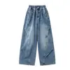 Ropa de Otoño para Niñas Jeans 2026 Nuevo Estilo Pantalones Casuales Holgados para Niños Medianos y Grandes Pierna Doble Pliegue Pierna Torcida a la Moda Venta al por Mayor