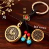 Doze Signos do Zodíaco Cordão de Contas Verde Vintage Ornamento de Mão Giratório Trazedor de Sorte Ano Zodiacal Chaveiro de Boa Sorte Pingente Decorativo