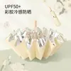 Paraguas grande plegable de 16 varillas para mujer, resistente al viento, doble uso para sol y lluvia, protección UV, ligero