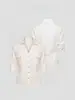 Camisa Blanca de Lino Estilo Francés Estilo Old Money para Mujer, Verano Alta Gama Casual Algodón-Lino Camisa que Ceñe la Cintura con Mangas Medias