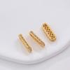 Cuentas Espaciadoras Ovaladas de Tres Filas de Micro Zircón de Oro Real Chapado en Cobre con Conservación de Color de 14K DIY Pulsera de Perlas Cuentas Espaciadoras Porosas