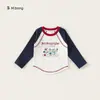 Bangxuan Huzhou Zhili Ropa Infantil Camisetas Infantiles Primavera y Otoño Nuevo Color Bloque Mangas Raglán Camiseta para Niñas Camiseta Básica Infantil