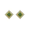 Pendientes Cuadrados de Plata 925 con Jaspe Incrustado para Mujer Coreanos Elegantes Populares Estilo Retro Hong Kong Lujo Accesible Gama Alta Nuevos