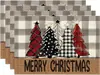 Manteles navideños transfronterizos 4 juegos de platos de cena tazas con tapetes termoaislantes Manteles decorativos para la atmósfera de las fiestas navideñas