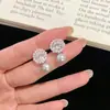 Aretes de Copo de Nieve Brillante Perla Circonita Estilo Francés 2026 Nuevo Estilo de Alta Gama Modernos y Elegantes para Mujer