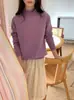 Várias Cores SelecionadasMacio, Elástico, Confortável, Sem Costura, Peça Única, Lã Pura, Gola Semi-Alta, Suéter de Tricô, Feminino, Outono/Inverno, Pulôver, Suéter