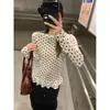 Camiseta de manga larga con lunares y volantes estilo retro americano para mujer, nueva base para otoño e invierno, corte ajustado, chica dulce y picante