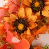 Guirnalda de Corona de Girasol para Acción de Gracias de Otoño Halloween Cruzada Boda Artificial Creativa Planta de Simulación Corona de Flores Adorno Colgante