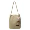Bolso Cubo de Lona Gran Capacidad Estilo Ins para Mujer Artístico Versátil Bolso de Hombro o Axila Bolso de Ocio para Estudiantes