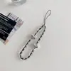 Cadena para Teléfono Móvil Perla Blanca Moño Estilo Simple Cuadrado Colgante Corazón Rayas Cuentas Accesorios Correa para Teléfono Móvil