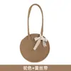 Nova Bolsa de Ombro Popular Estilo Coreano de Nicho Ins 2022, Bolsa Redonda de Palha com Letras, Bolsa Tecida à Mão com Corda de Algodão