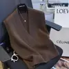 26 Nuevo chaleco de punto de lana pura estilo coreano para mujer, cuello en V, sin mangas, color liso, corte holgado, casual, perfecto para usar en capas