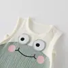 Ropa de Bebé Recién Nacido Verano 2026 Nuevo Súper Lindo Bebé Verano Algodón Puro Gasa Sin Mangas Dibujos Animados Chaleco Mono