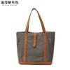 Bolso de mano informal para mujer, bolso diagonal de lona impermeable con primera capa de cuero, bolso de hombro de color sólido, suministro de fábrica desbordante