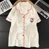 Pijama de Gato de Dibujos Animados Japonés de Talla Grande con Almohadillas en el Pecho para Mujer, Estilo Primavera y Verano, Se Puede Usar Afuera, Conjunto Suelto de Tres Piezas para Estar en Casa