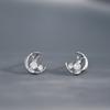 Pendientes de conejo de luna de circón, estilo infantil, lindos mini pendientes de conejo de jade de estilo coreano a la moda para niñas.