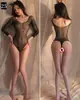 Medias de Malla Sexy Talla Grande para Mujer Body con Cortes Lencería Divertida Nuevo 2023 Popular Estilo Caliente Negro