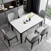Juego de mesa de comedor y sillas de pizarra estilo italiano, mesa de comedor moderna para uso doméstico, madera maciza, tamaño pequeño, lujo ligero, mesa de comedor rectangular estilo occidental