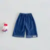 Jeans de Verano Dianxi Nuevos con Parche de Corazón de Encaje Dulce y Correa a Cuadros, Estilo Bebé con Puños para Bebés y Niños Pequeños