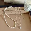Elegante Colar de Pérolas Cubo de Açúcar para Mulheres, Uso em Camadas, Luxo Leve, Sensação de Alto Padrão, Corrente de Clavícula, Moderno, Simples, Corrente de Pescoço Versátil