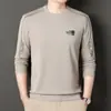 Nova Camiseta de Manga Longa Primavera e Outono 2024 Moletom Jovem Gola Redonda Camisa Base Masculina