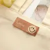 Etiqueta Tejida de Carita Sonriente Linda Etiqueta de Tela para Ropa Infantil Parche Decorativo Tejido para Ropa Sudadera Sombrero Etiqueta Principal Bufanda Hecha a Mano Etiqueta Tejida Decorativa