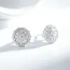 Brincos de Prata 925 Esterlina para Mulheres, Brincos de Floco de Neve com Diamantes Completos, Brincos de Prata, Brincos Versáteis Banhados a Ouro 24K, Atacado Transfronteiriço Europeu e Americano