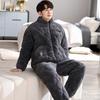 Pijama acolchado de franela de tres capas engrosada con forro polar Otoño e Invierno Ropa de casa para hombre Chaqueta acolchada de algodón Traje cálido Para usar