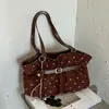 Bolsa Tote Grande e Elegante, Estilo Relaxado, para 2026, Bolsa de Mão Vintage Chic com Bolinhas, Bolsa de Ombro e de Axila