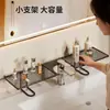 Estante de almacenamiento para grifo, organizador de baño con frente de espejo, instalación sin perforaciones, para lavabo, cosméticos y uso en encimera