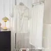 Pijama de Encaje de Lunares de Seda Helada Nuevo de Verano para Mujer, Color Sólido Simple Casual y Cómodo Ropa de Casa para Mujer Venta al por Mayor