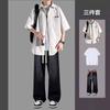Camisa de manga corta para hombre verano 2025 nuevo traje rufián guapo camisa de alta gama niños chaqueta casual abrigo marea