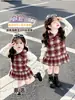 Vestido Espesso para Meninas Outono Inverno 2026 Novo Vestido Princesa Infantil Conjunto Elegante de Vestido com Colete de Lã para Bebê