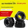 Porca de travamento hexagonal de aço inoxidável preto 304 M3M4M5M6M8M10 parafuso de trava de nylon americano zincado preto