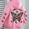 Sudadera con capucha de venta al por mayor de fábrica con estampado floral de letras, Sudadera con capucha informal de manga larga con cordón y bolsillo tipo canguro