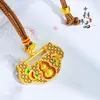 Tienda de Oro Mismo Estilo Oro Antiguo Incrustado con Diamantes Calabaza de la Fortuna Giratoria Cuerda Ruyi Colgante Estilo Chino Calabaza Candado de Seguridad Colgante