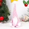 Muñeco transfronterizo de Rudolph con barba blanca y sin rostro, adorno navideño de muñeco sentado con gorro de punto nórdico forestal.