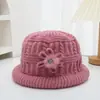 Chapéu de lã para mulheres de meia-idade e idosas, chapéu de aba grande para mães, forro de lã, quente, espesso, com língua de pato, chapéu de avó de malha