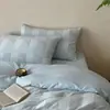 Estilo Fresco y Juvenil, Jacquard de Gasa de Doble Capa 100% Algodón, Juego de Cama Suave y Amigable con la Piel para Dormir Desnudo, Juego de Cuatro Piezas para Todas las Estaciones