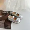 Zapatos Mary Jane para Niñas, Suela Suave de Cuero, Moño, Zapatos de Princesa Estilo Coreano, Zapatos Individuales de Otoño para Niños, Zapatos de Cuero de Moda para Niños Pequeños