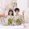 Pijamas de niña, primavera y otoño, jersey de cuello redondo con dibujos animados, ropa de casa de manga larga, traje para niños y niñas, ropa de casa