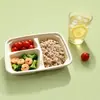 Caixa de almoço biodegradável descartável com múltiplos compartimentos, caixa de almoço quadrada ecológica de grau alimentício para viagem, micro-ondas com tampa
